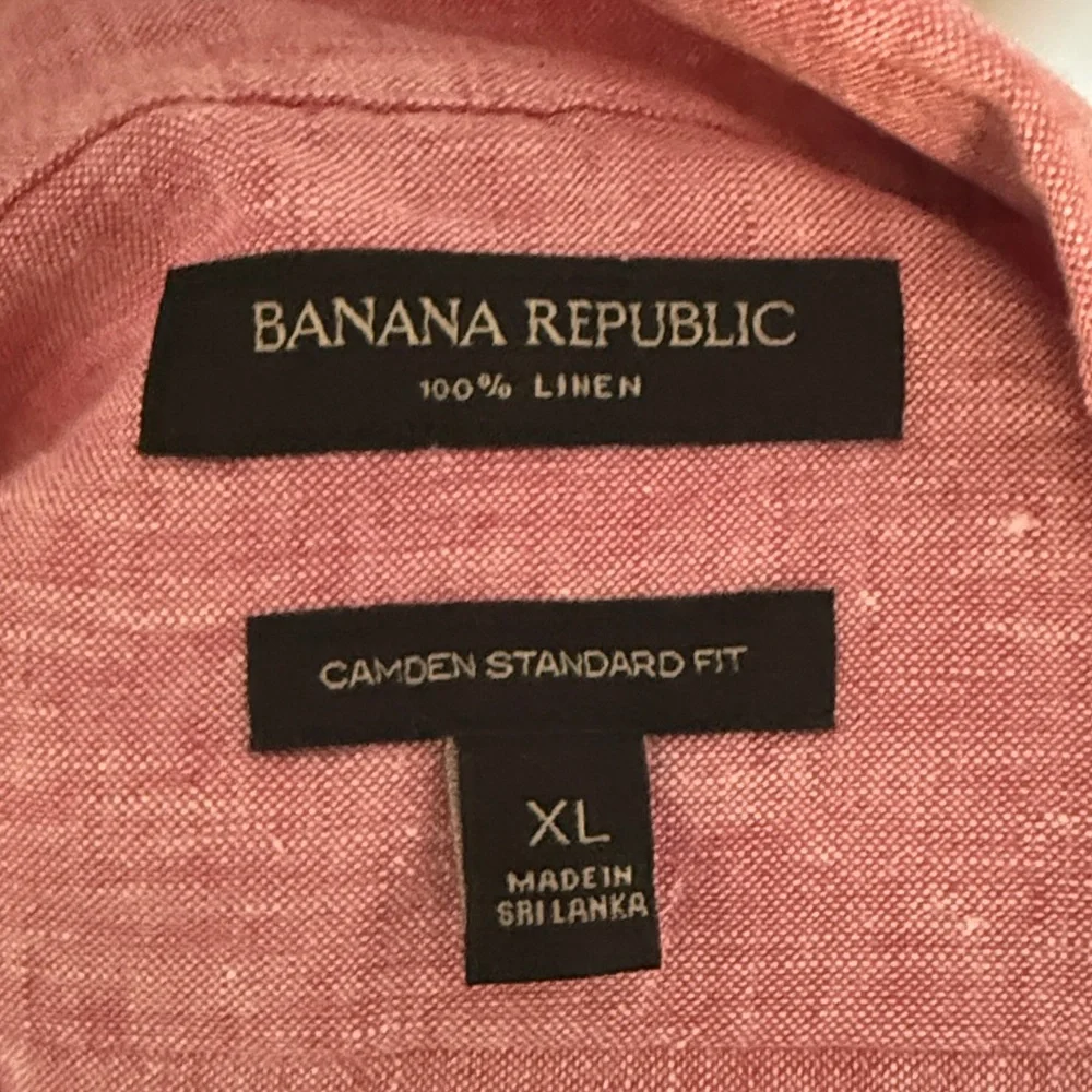 Banana Republic Camden Standard Fit 100% Linen Pink Button Up Shirt Men’s Large